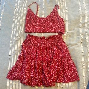 Princess Polly matching red floral top/skirt set